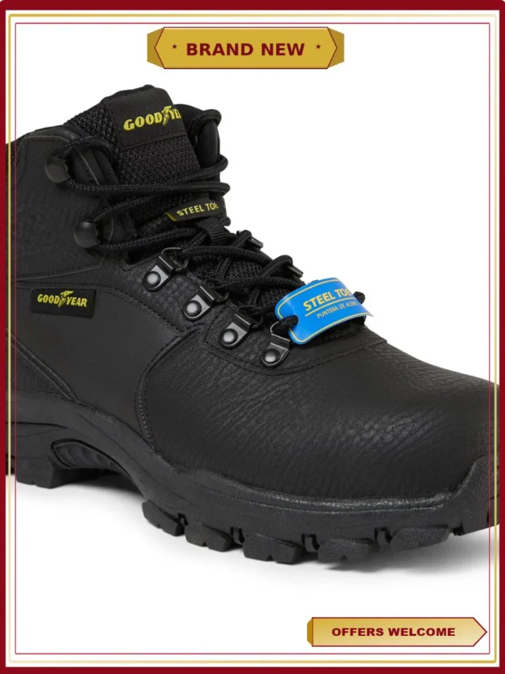 Steel Toe Work Boots Durable Lightweight Cushioned Safety Footwear